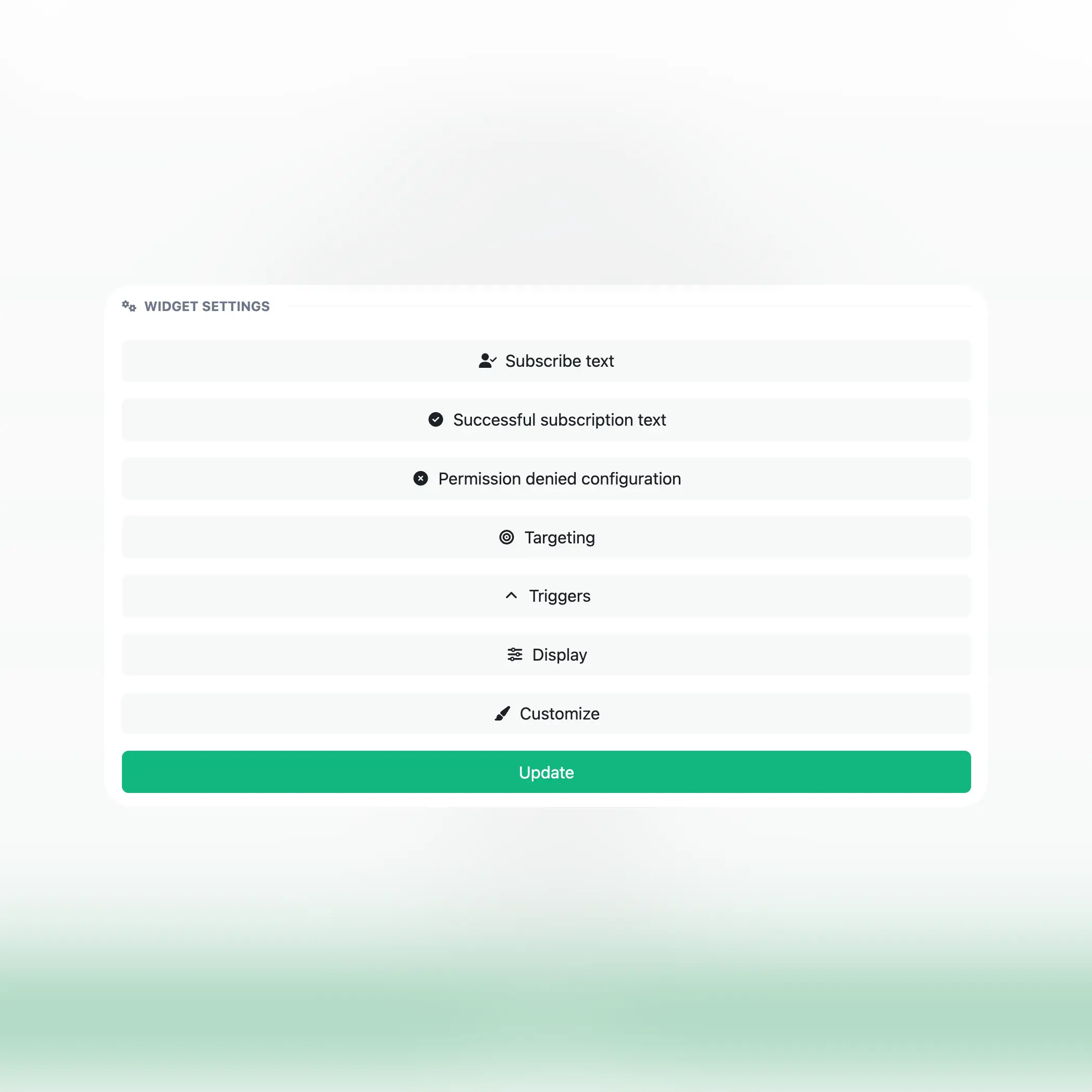 تصویر تنظیمات پیشرفته برای صفحه وبسایتهای اپلیکیشن